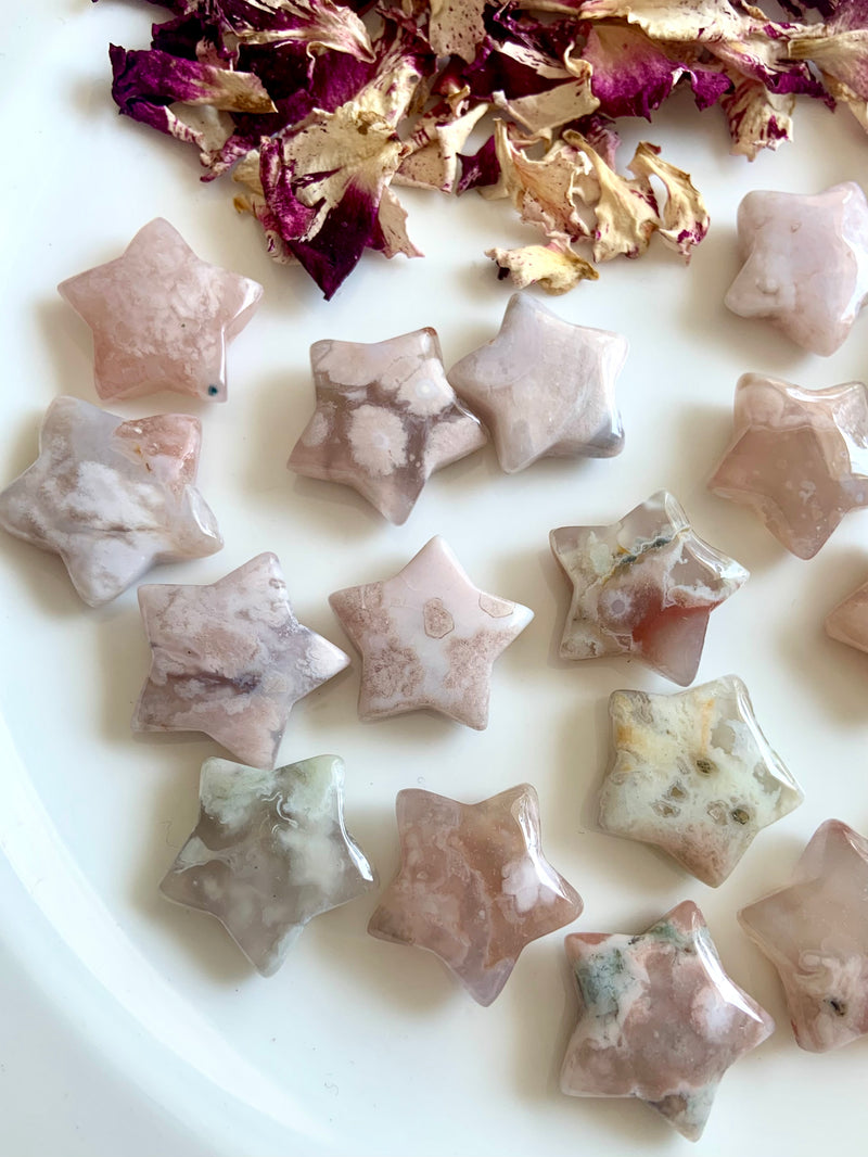 Flower Agate Star Carvings