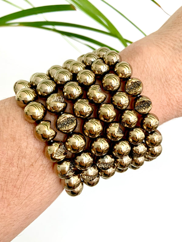 Pyrite Geode Beaded Bracelet for Abundance