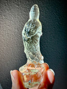 natural Citrine Quan Yin carving with translucent crystal and graceful details 