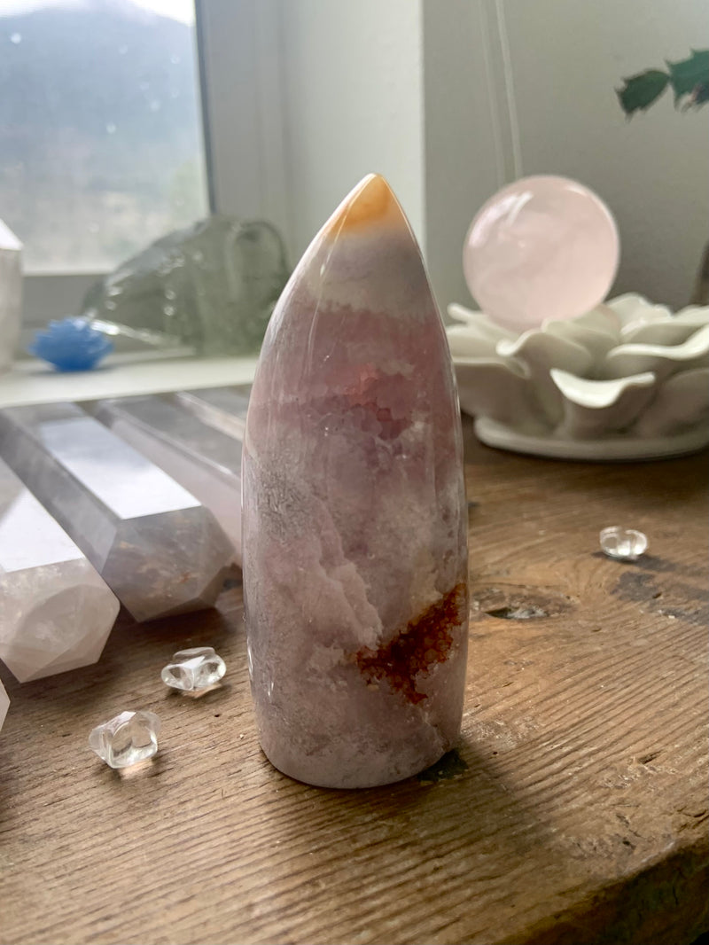 Pink Amethyst Flower Agate Freeform Tower