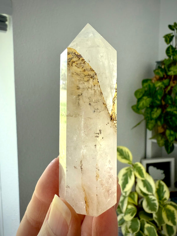 Dendritic Girasol Quartz Point with Golden Healer Inclusions
