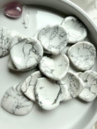 Howlite calming crystal heart worry stones for stress relief and emotional balance