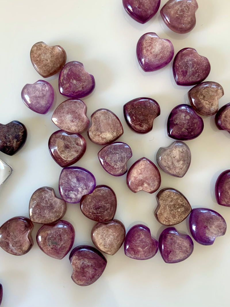 Gem Lepidolite Mini Hearts