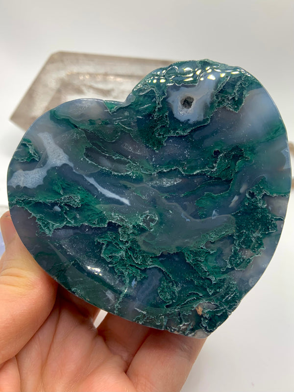 Moss Agate Heart Bowl