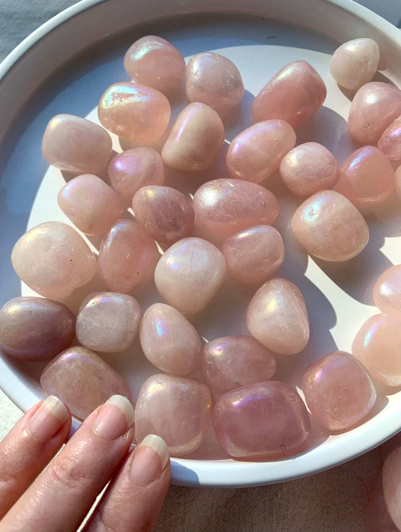 Aura Rose Quartz Tumbles