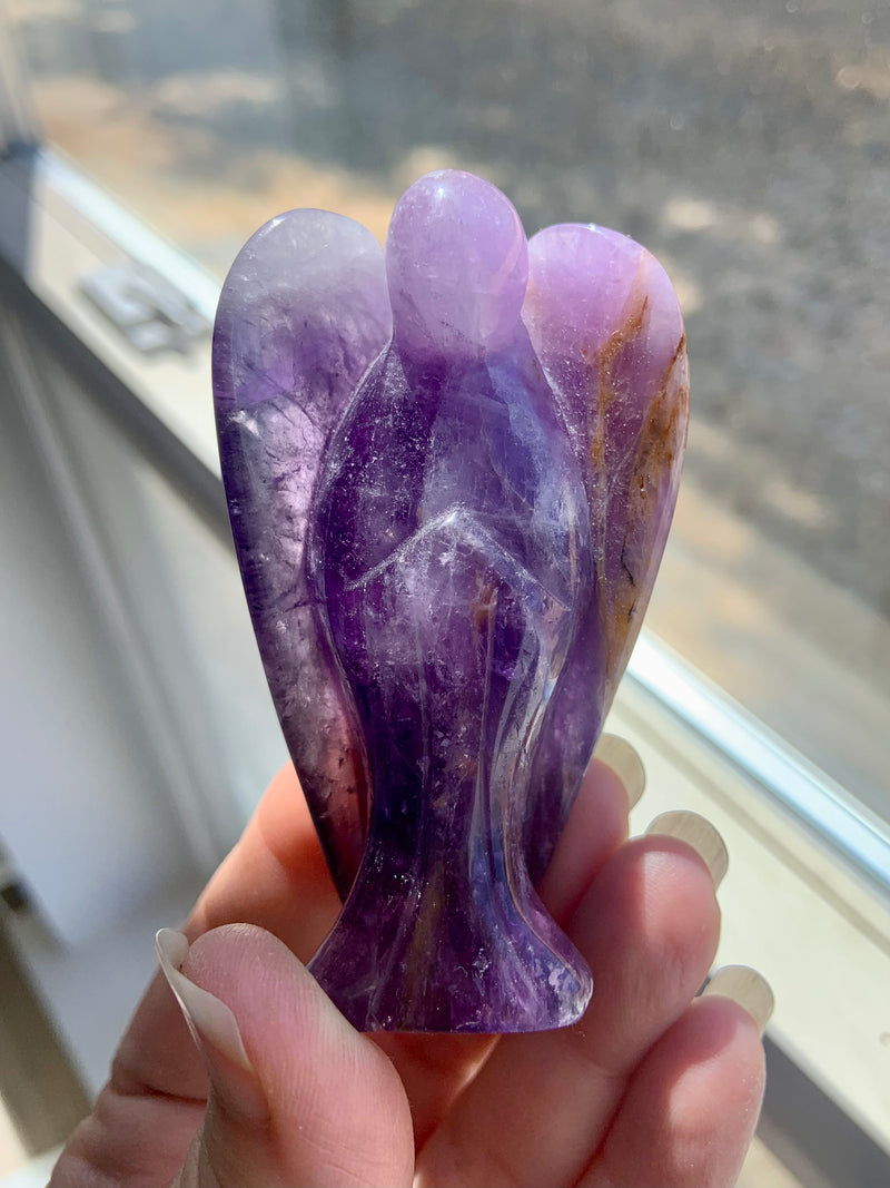 Amethyst with Golden Healer Angel Figurine