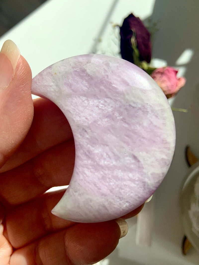 Big Kunzite with Hiddenite Moon