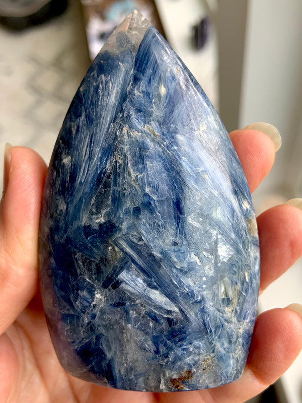 Blue Kyanite in Quartz Flame