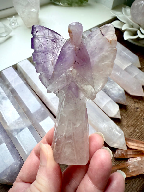 Amethyst Angel Figurine with Golden Healer Inclusions