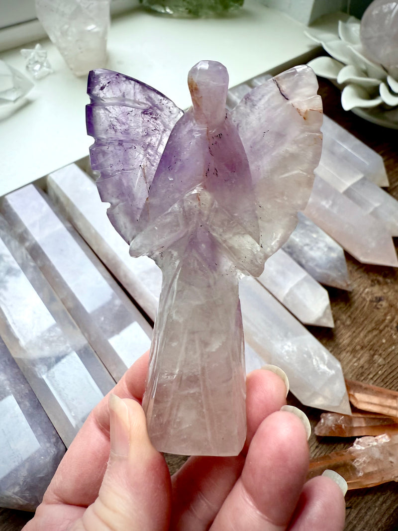 Amethyst Angel Figurine with Golden Healer Inclusions
