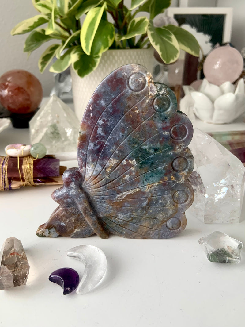 Large Ocean Jasper Fairy Carving