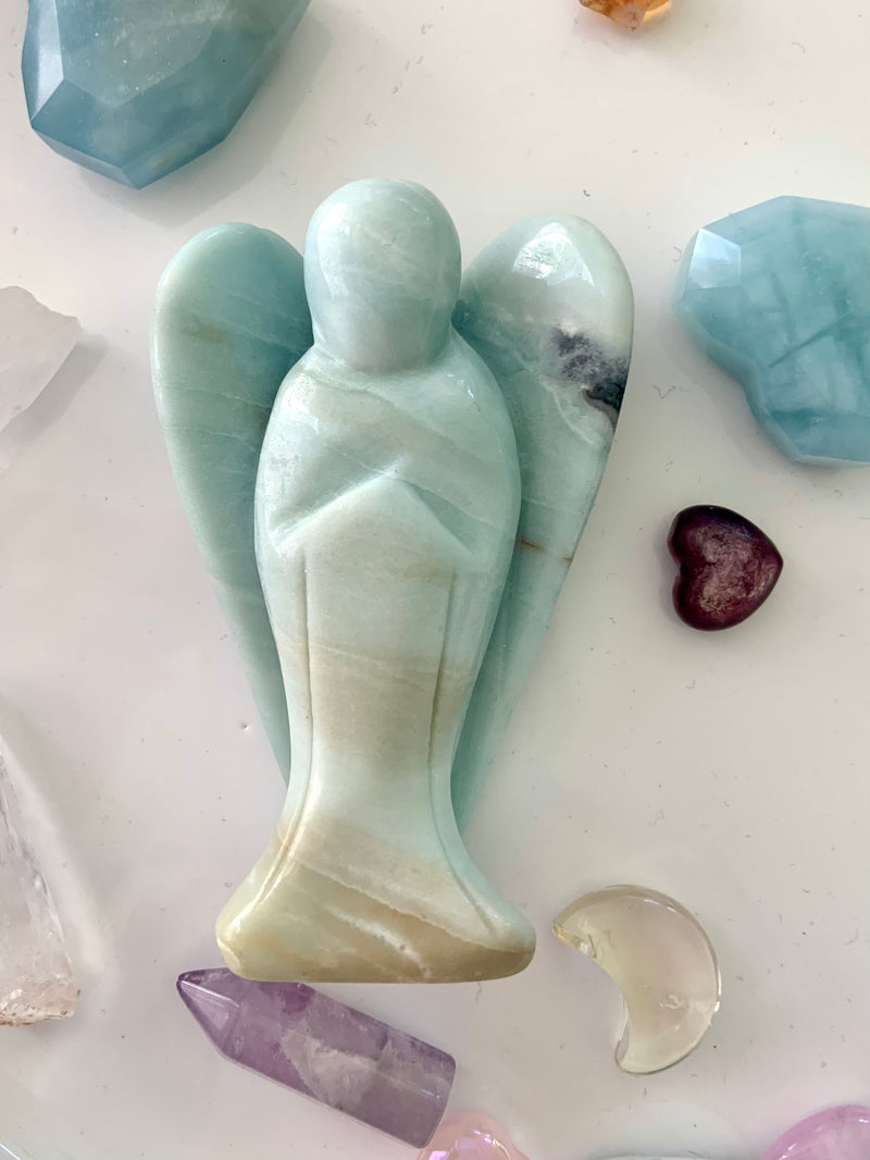 Sky Blue Amazonite Angel Carvings