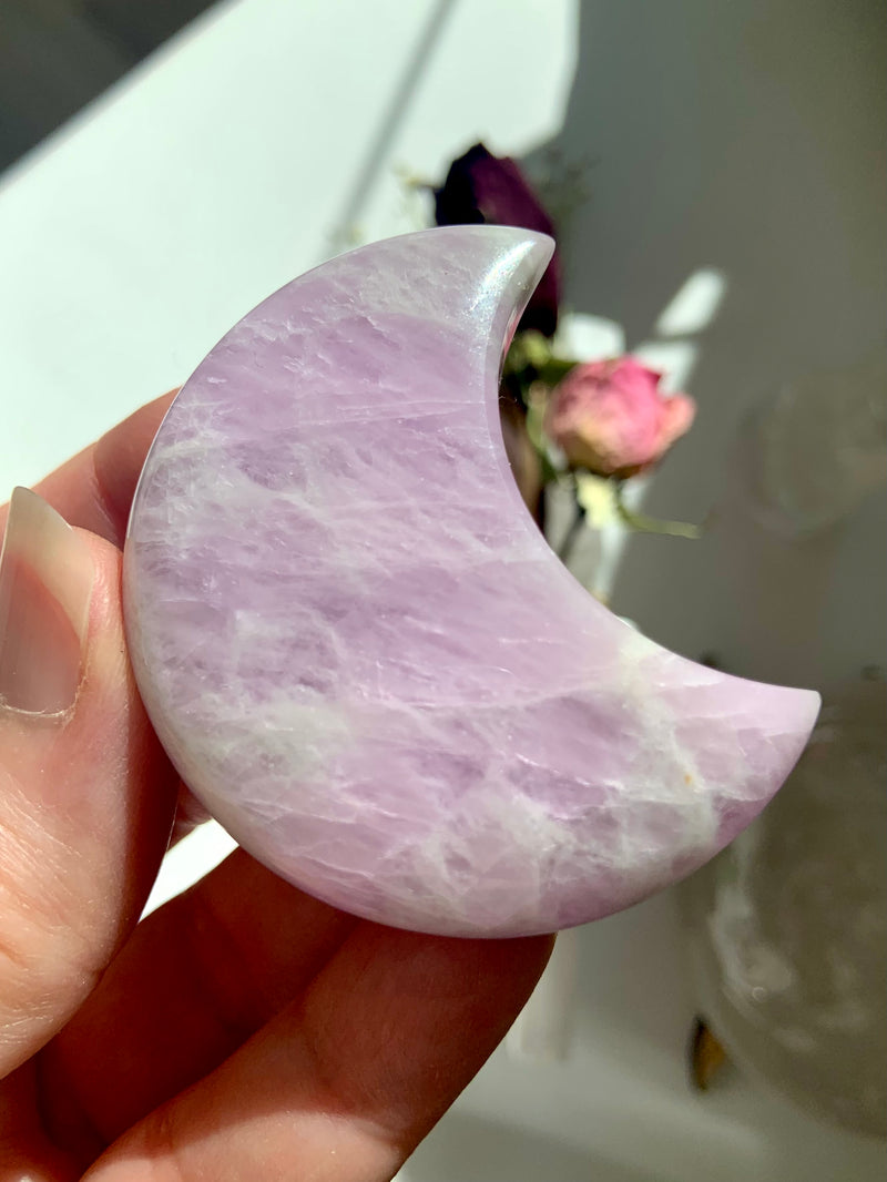 Big Kunzite with Hiddenite Moon