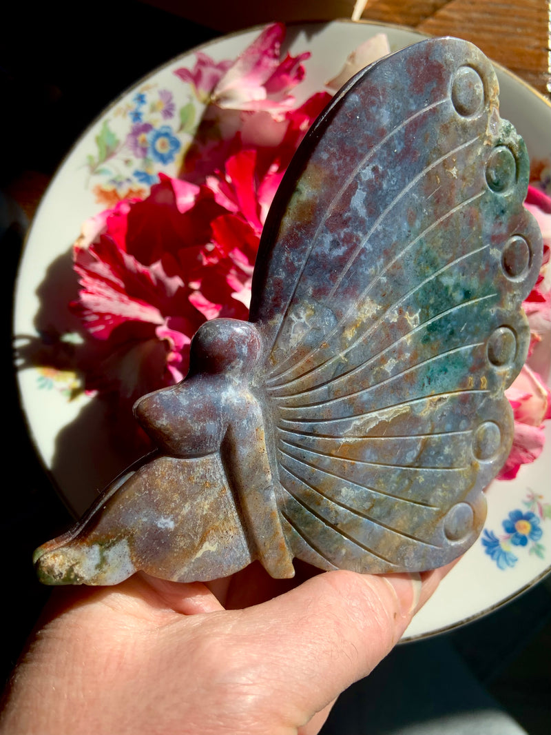 Large Ocean Jasper Fairy Carving