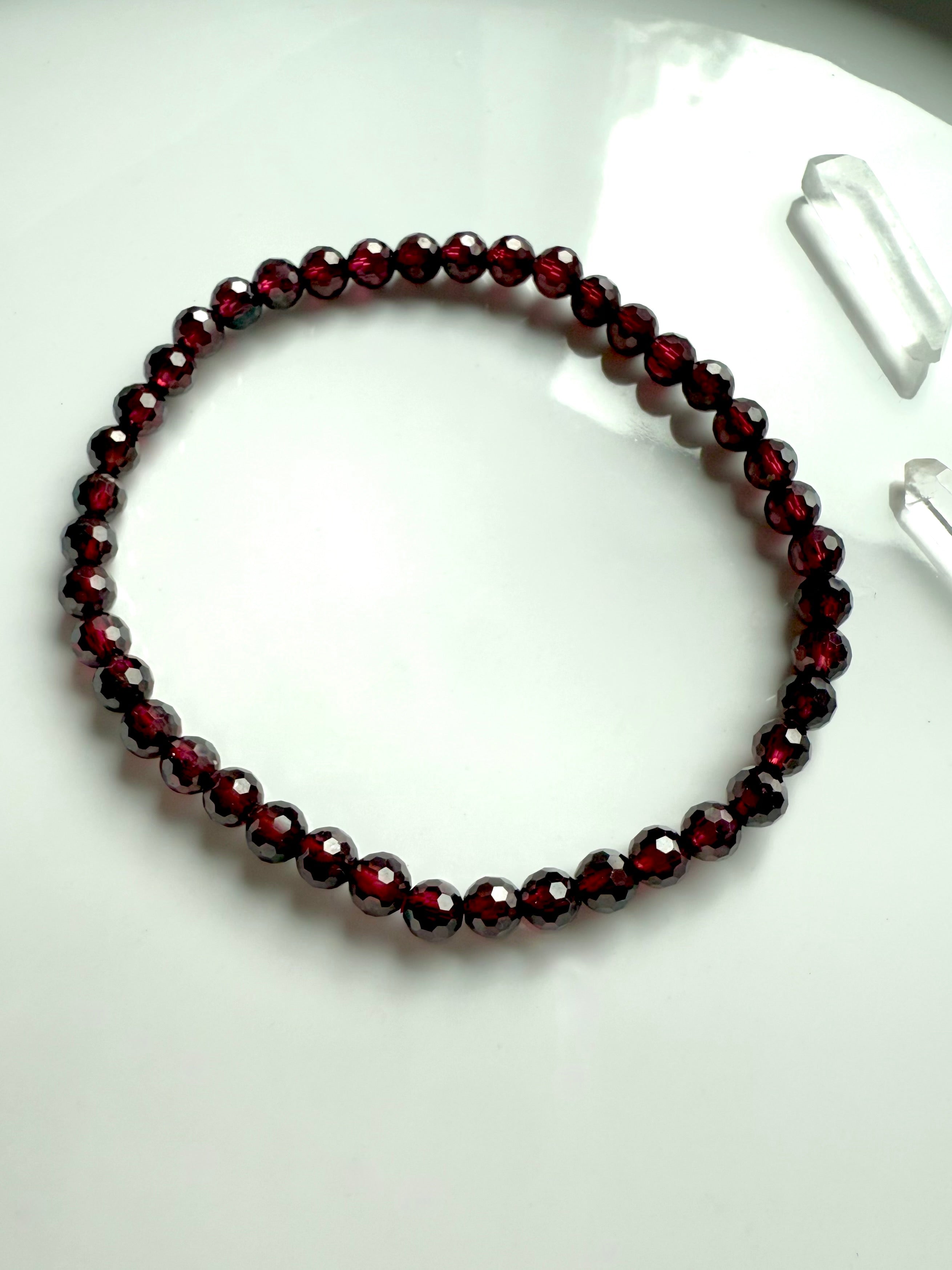Dainty single strand Faceted Almandine Garnet Bracelet with a lovely red color. 