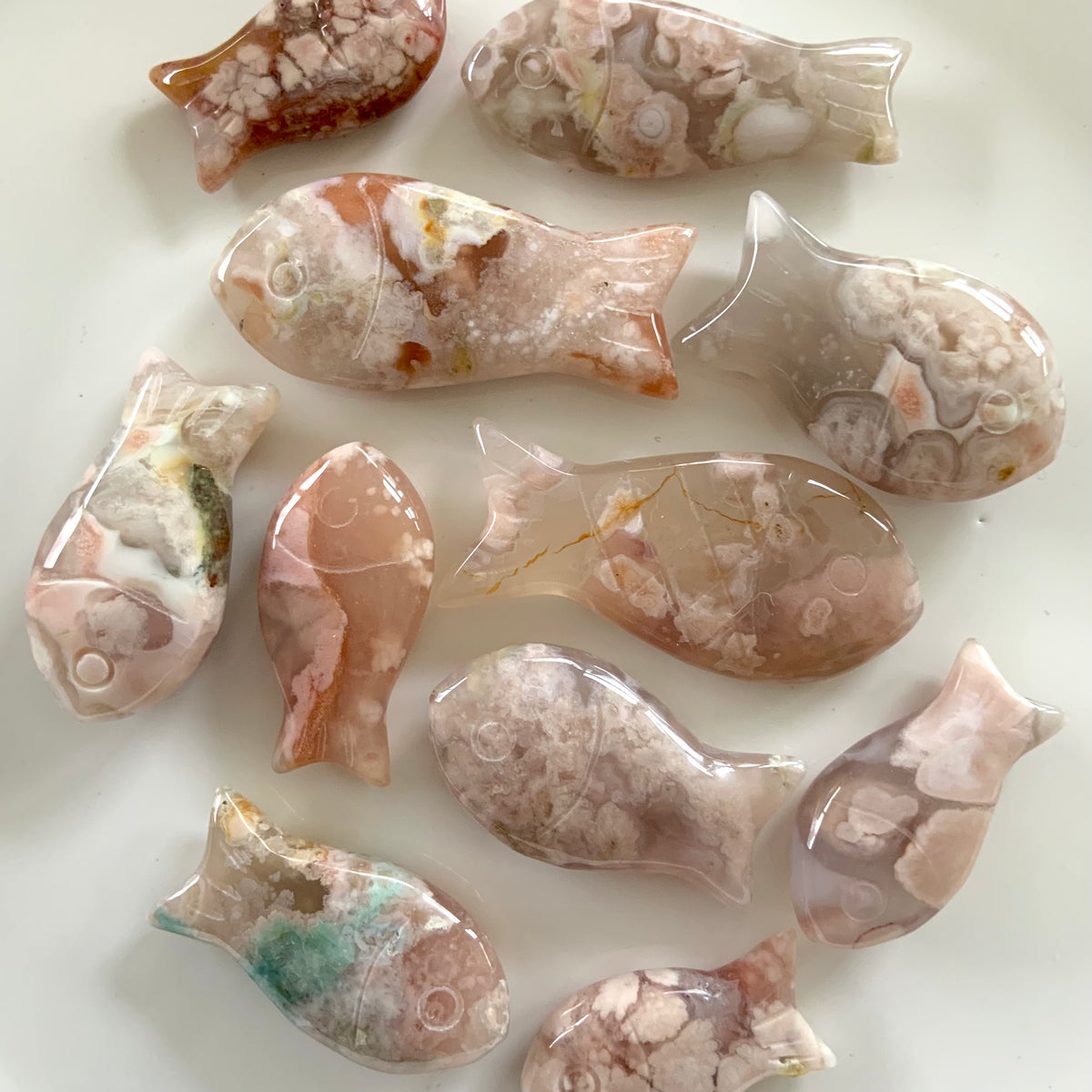 Flower Agate Fish, Crystal Fish Carving, Hand Carved Stone Fish – Wild ...