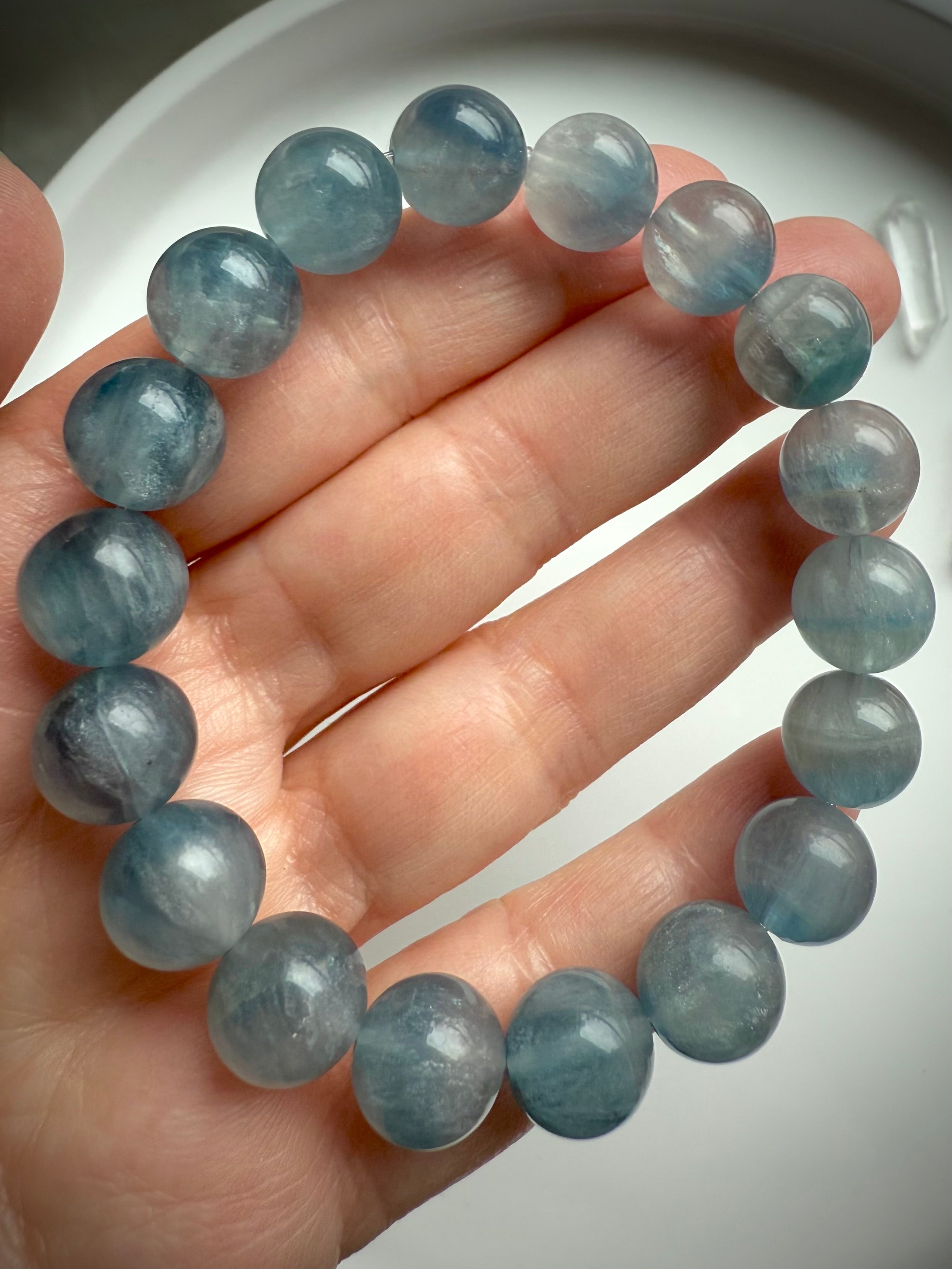 High quality Ice Blue Fluorite Bracelets bring the mermaid goddess vibes