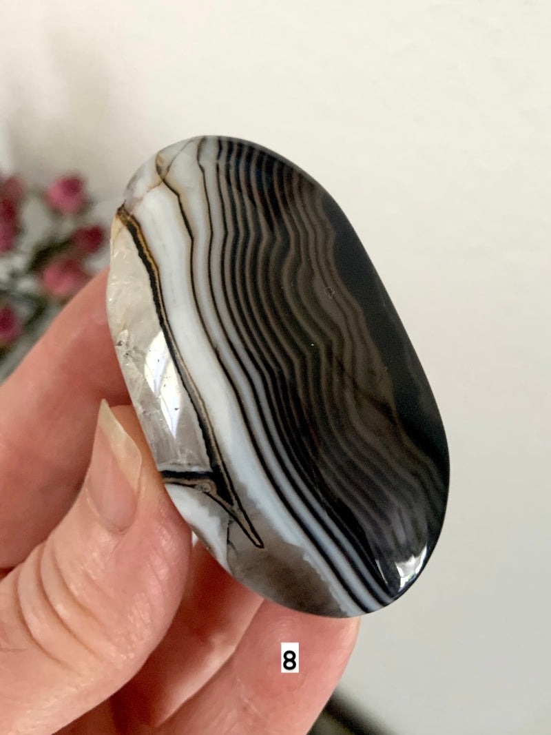 Banded Black Agate Palm Stones