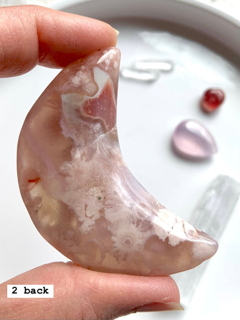 Big Flower Agate Crescent Moons