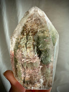 One of a kind Thousand Layer Garden Quartz phantom crystal with mossy green layers and natural internal landscapes