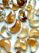Mini Golden Healer Quartz crystal moons with honey yellow tones for meditation, manifestation, and altar decor