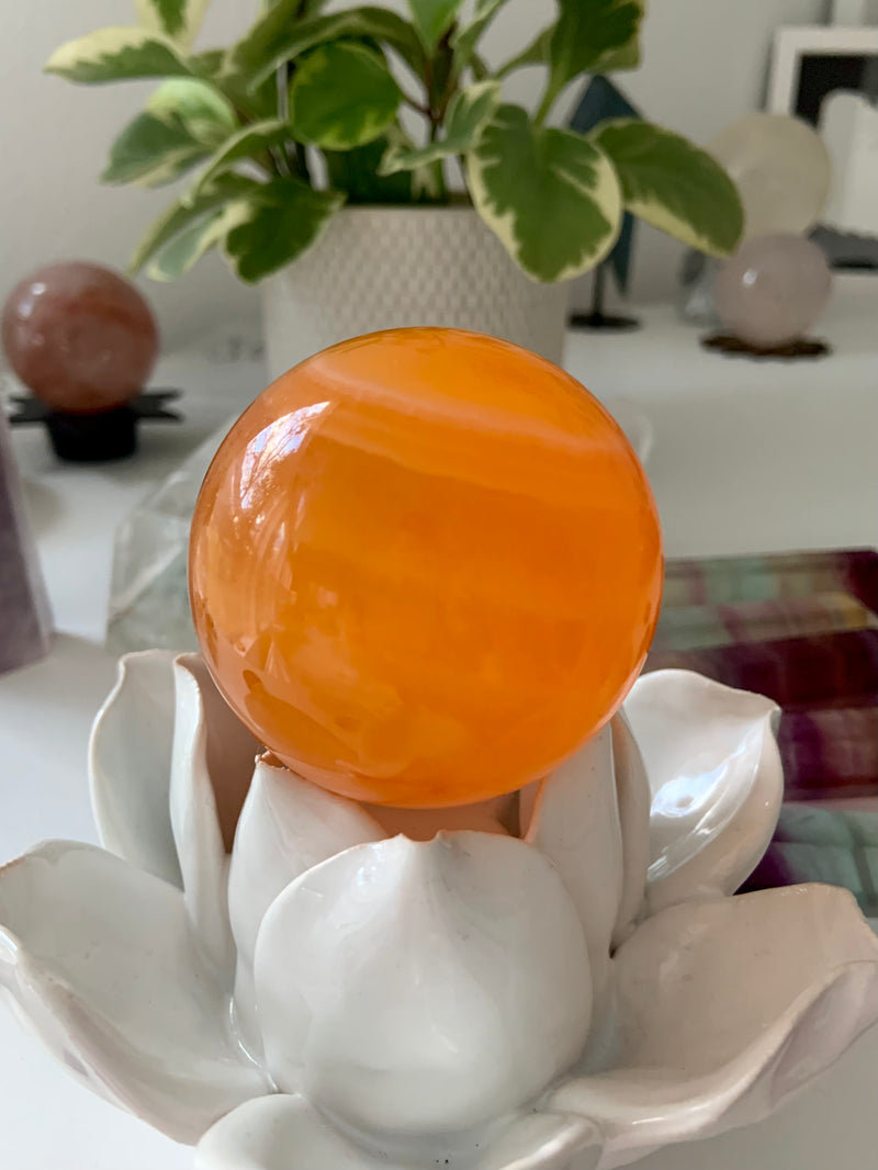 Brilliant Orange Calcite Sphere