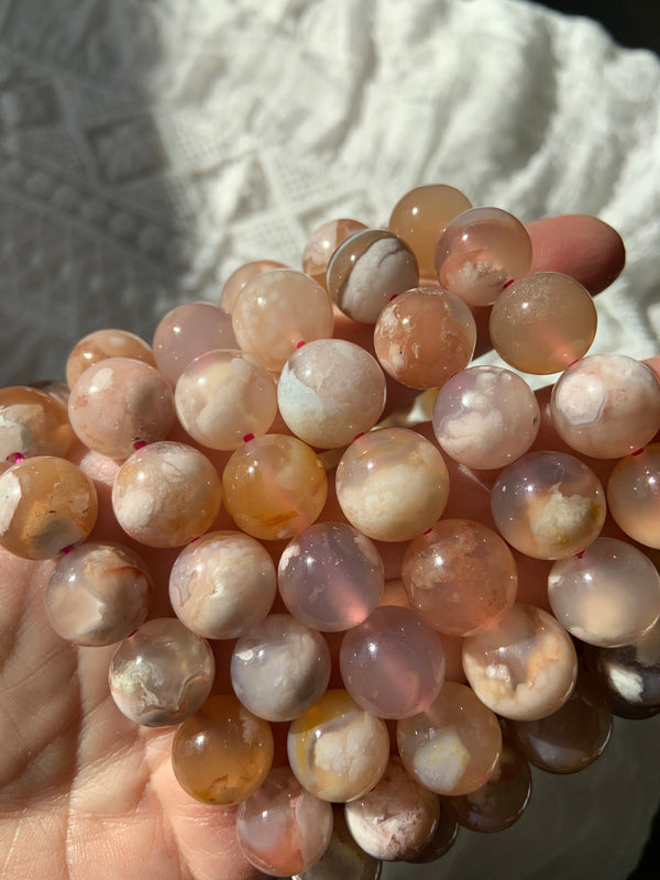 Big Bead Flower Agate Bracelets