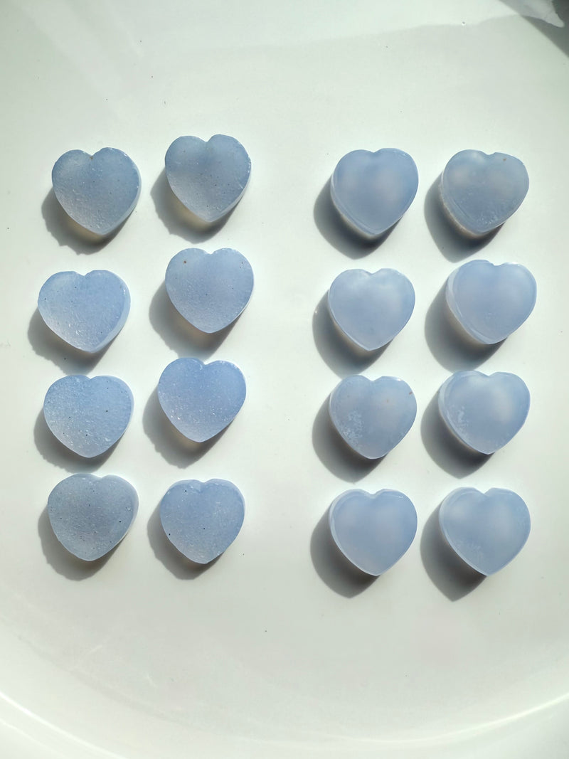 luminous Blue Chalcedony Mini Heart shapes