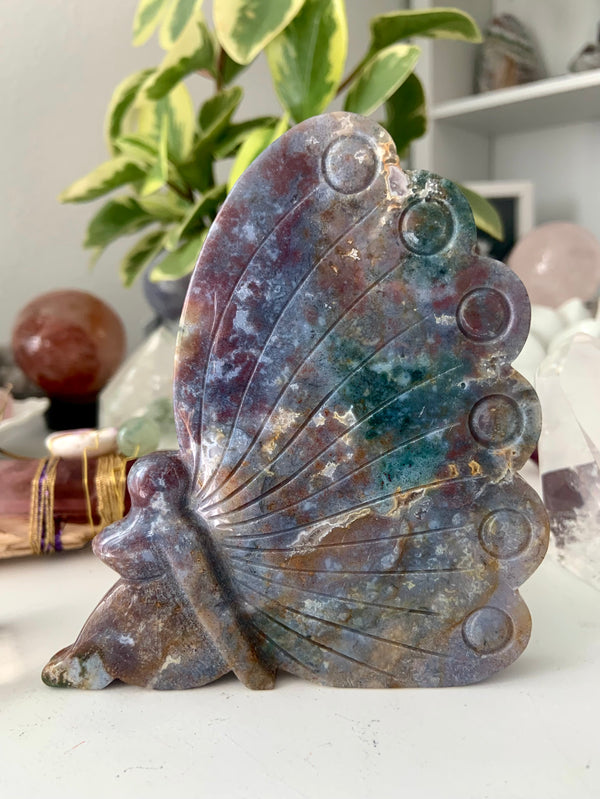 Large Ocean Jasper Fairy Carving