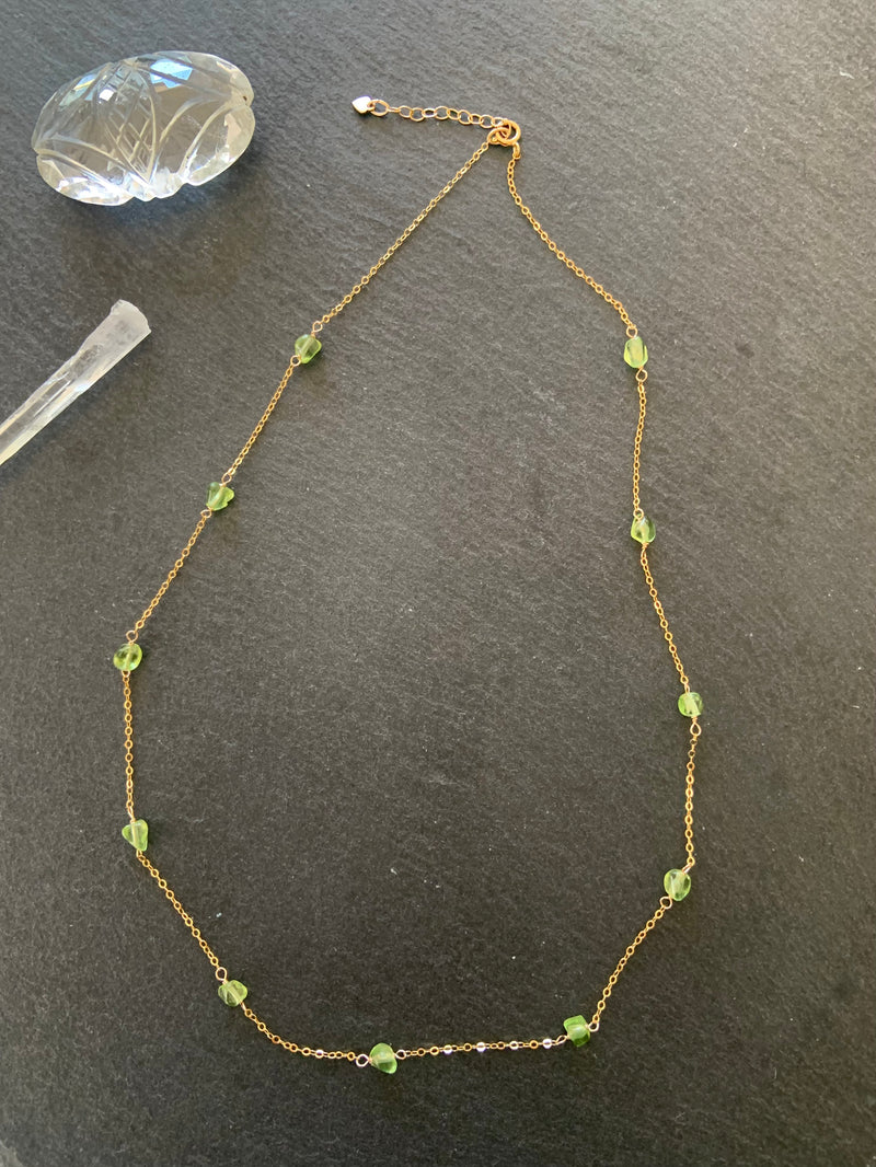 Dainty Peridot Crystal Jewelry Set