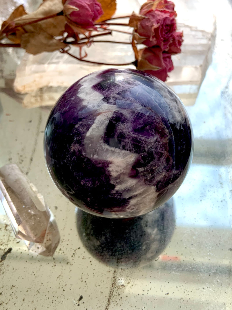 High Quality Chevron Amethyst Sphere with Stand