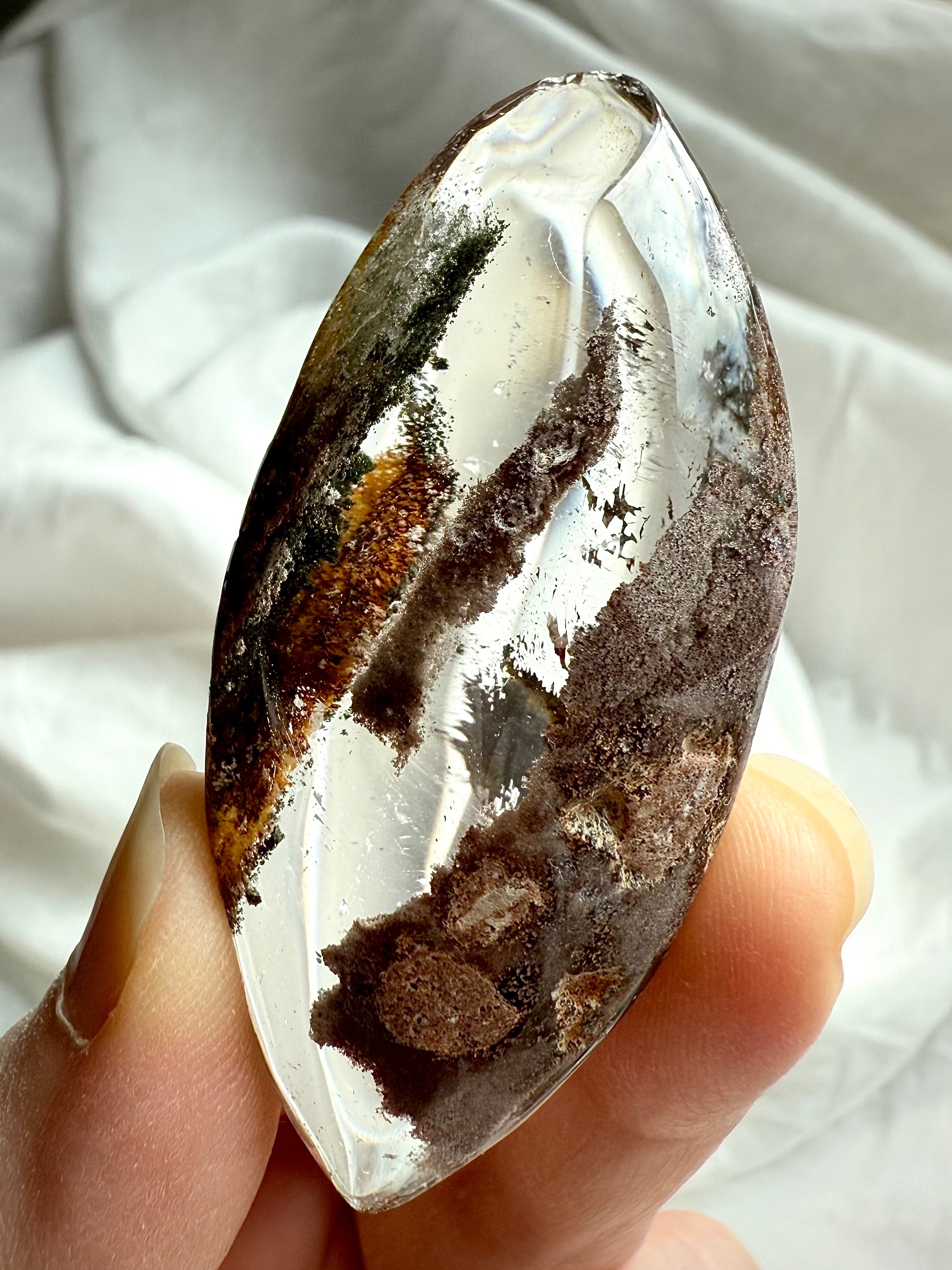 One of a kind Garden Quartz lenses with forest-like lodolite inclusions