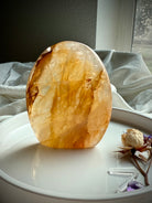 Golden Healer Quartz freeform with luminous golden translucence and polished sculptural crystal shape