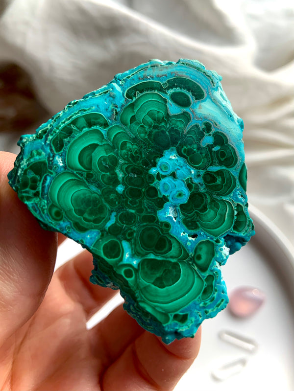 Part-Polished Malachite Chrysocolla Cluster