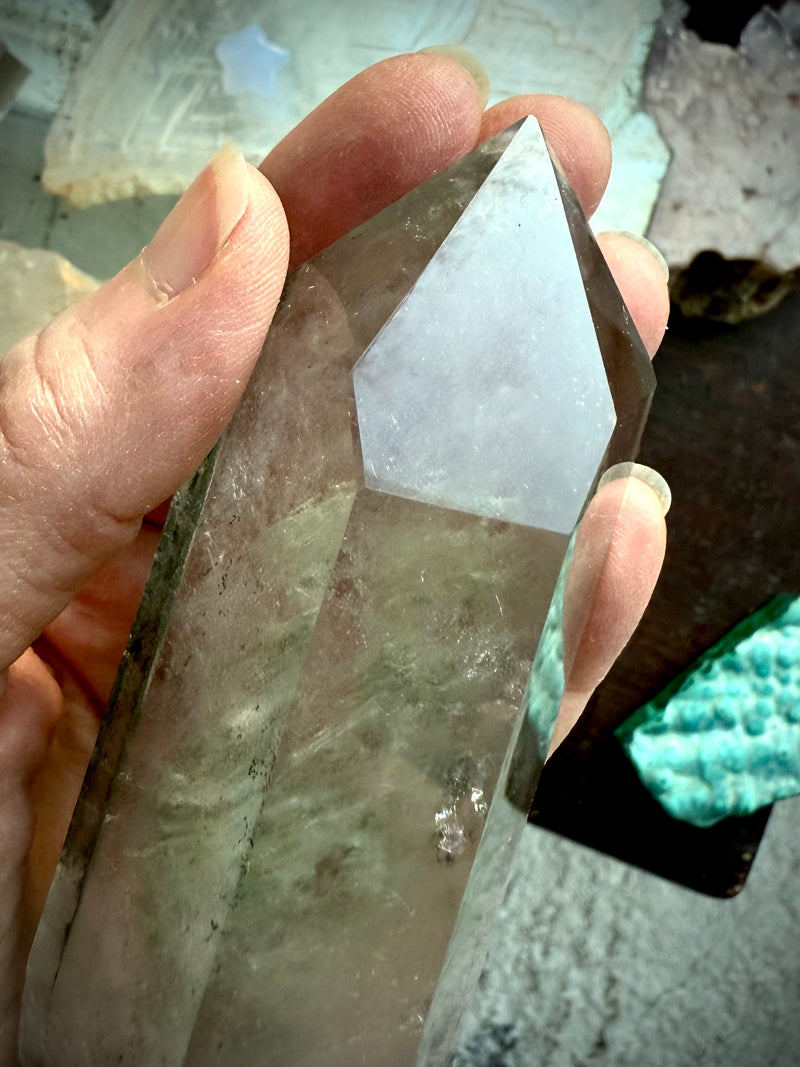 The 5-sided Isis Face Master Crystal formation in this Garden Quartz Crystal 