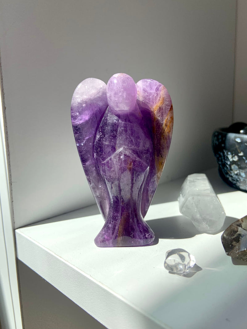 Amethyst with Golden Healer Angel Figurine