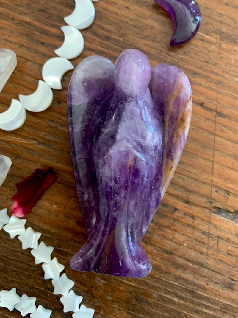 Amethyst with Golden Healer Angel Figurine