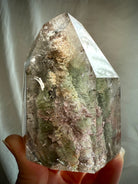 Thousand Layer Garden Quartz Phantom Crystal with layered green and earthy inclusions, one of a kind healing crystal tower
