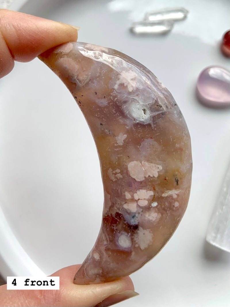 Big Flower Agate Crescent Moons