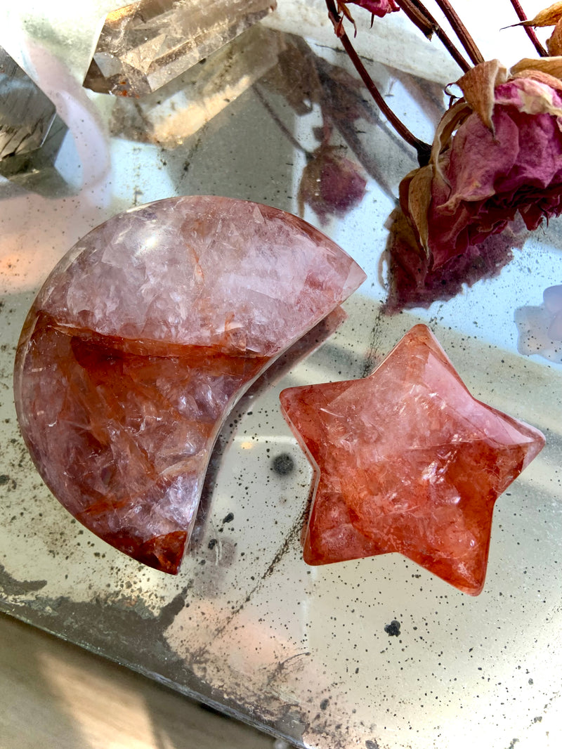 Fire Quartz Moon and Star Set