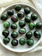 Ruby Zoisite tumbled stones featuring vibrant green Zoisite, deep ruby pink inclusions and polished natural gemstones for emotional healing