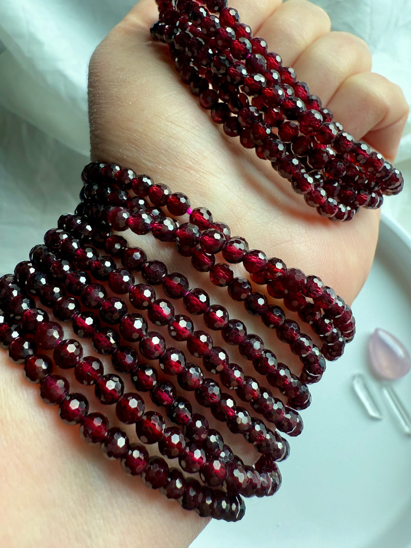 Faceted Almandine Garnet Bracelet + Necklace