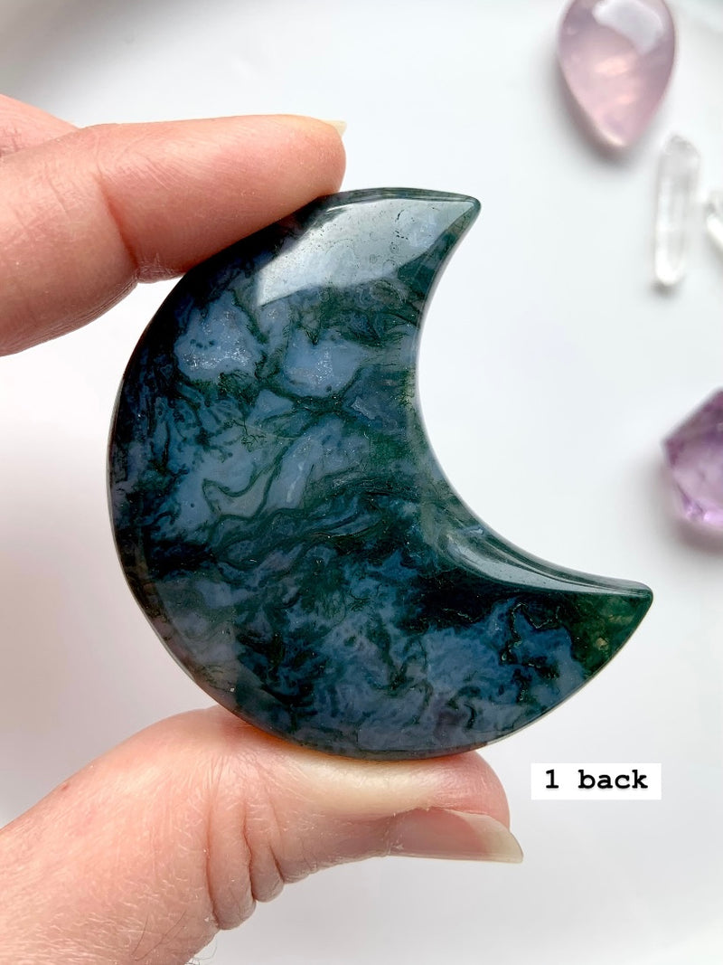 Chunky Moss Agate Moons