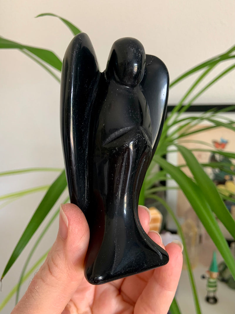 Black Tourmaline Angel Figurine for Energetic Protection