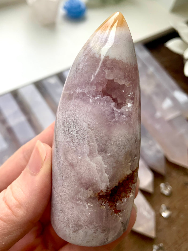 Pink Amethyst Flower Agate Freeform Tower