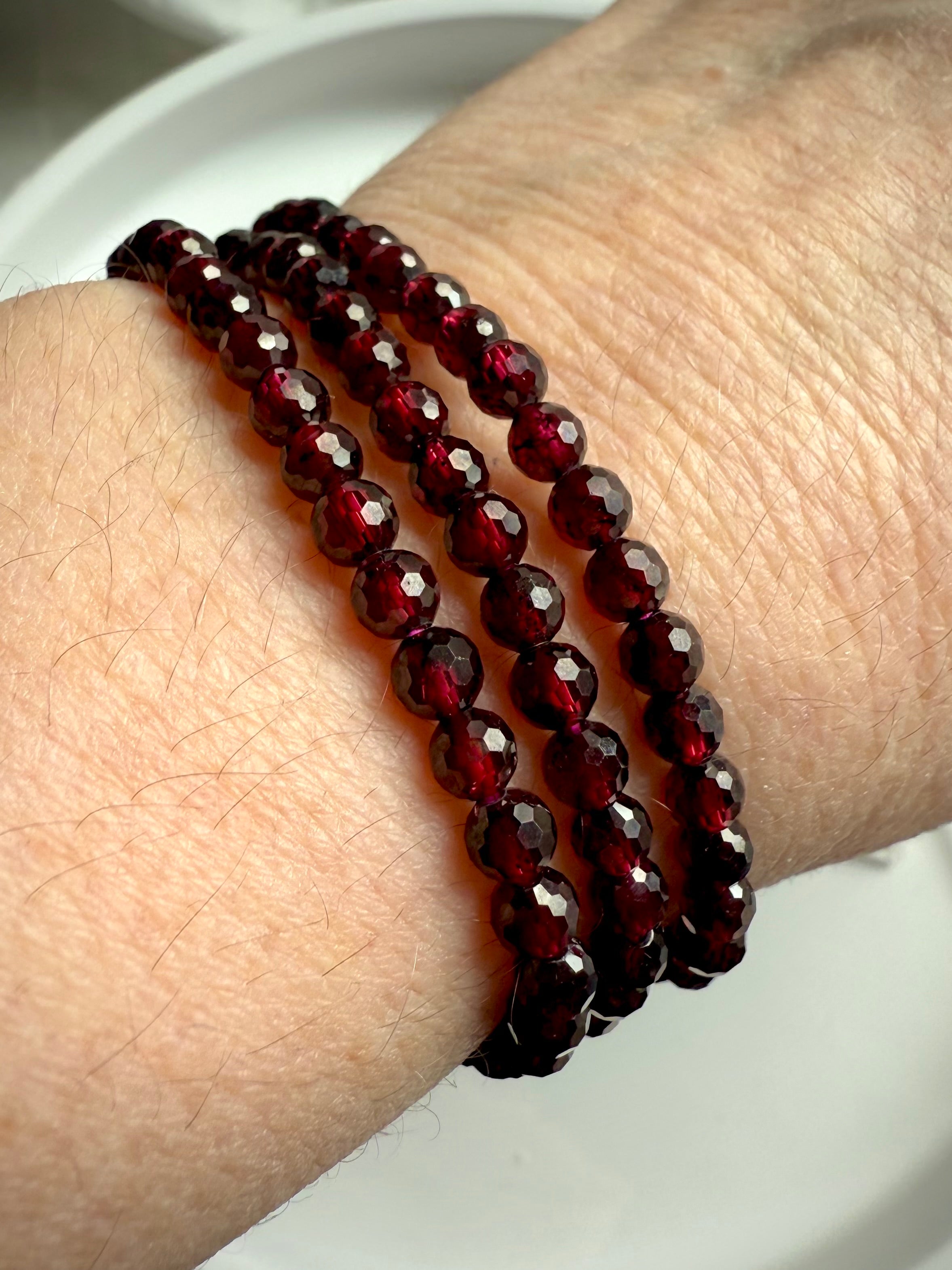 The long strand Faceted Almandine Garnet Wrap Bracelet can also be worn as a necklace