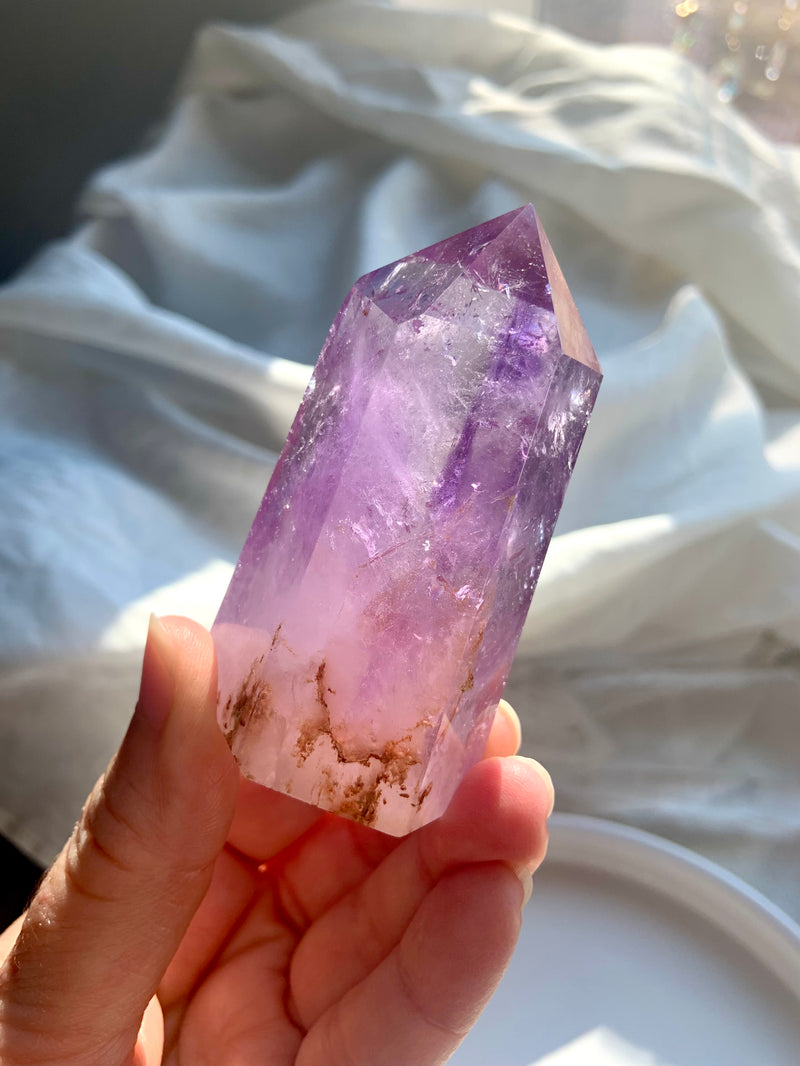 Smokey Amethyst Point with Golden Healer