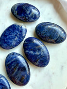 Natural Sodalite palm stones for intuition, meditation, Third Eye Chakra, and spiritual practice