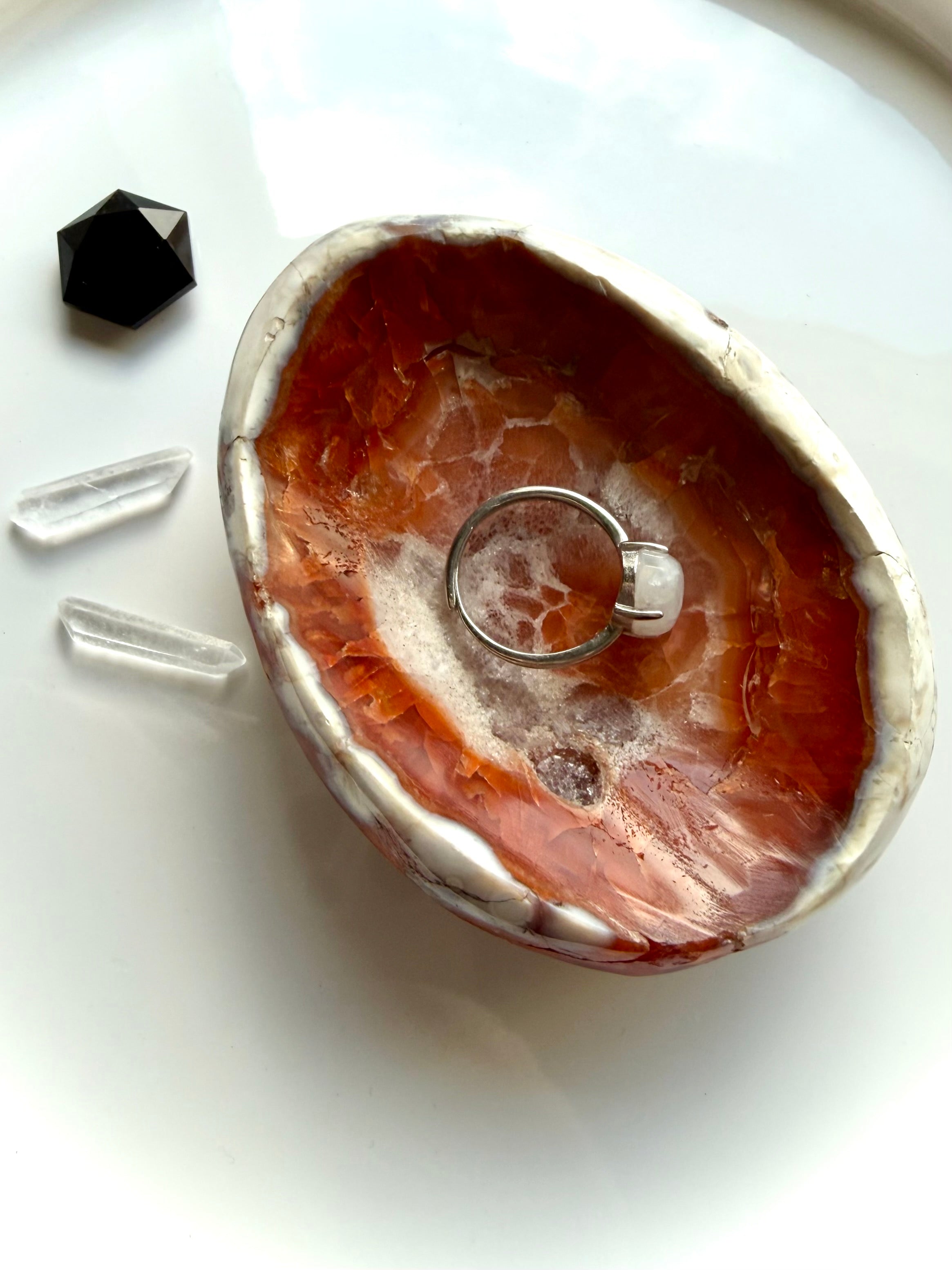 polished carnelian crystal dish for altar decor and sacred space styling