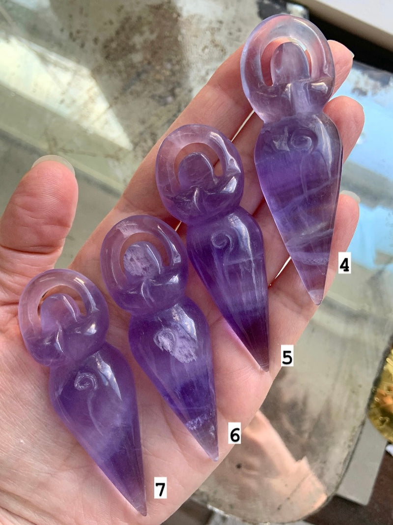 Fluorite Spiral Goddess Carvings